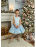 Sky Blue Dotted Sparkly Flower Girl Dress